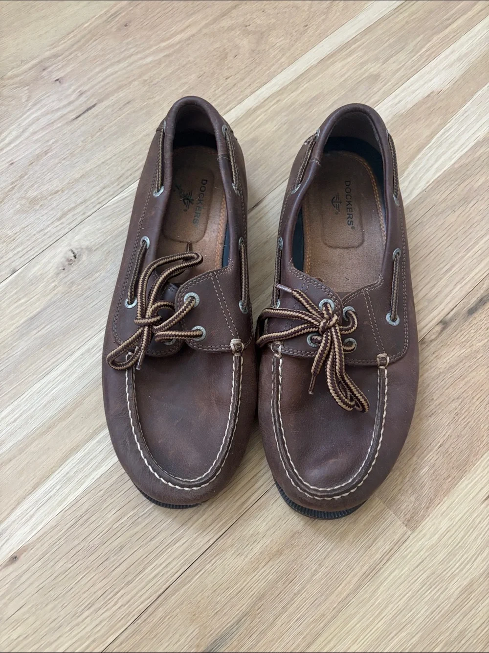 Dockers Men's Brown Leather Moc-Toe Boat Shoes